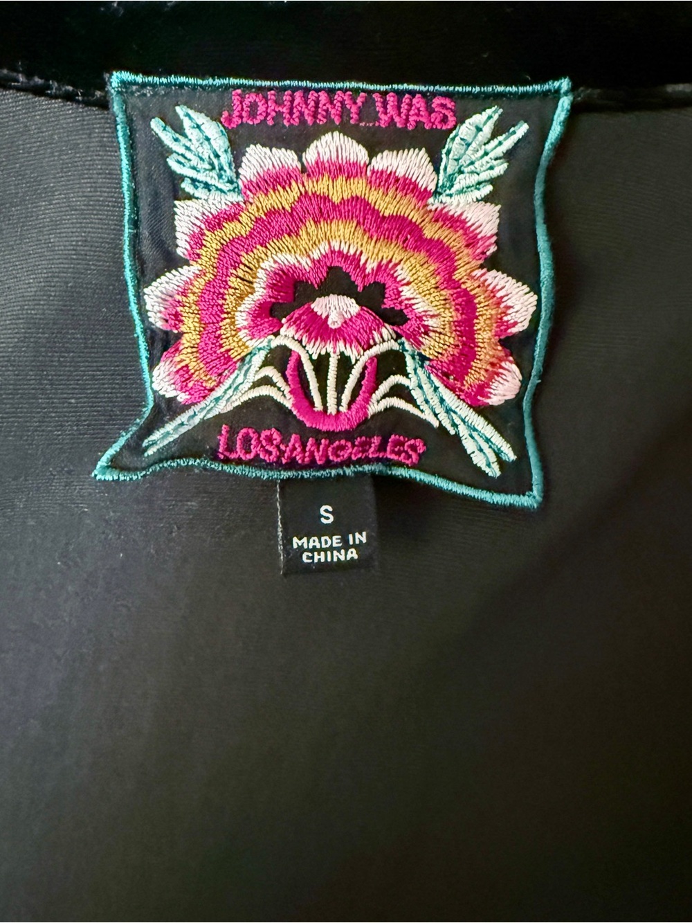 Johnny Was Black Velvet Top with Butterfly & Flower Embroidery - Picture 8 of 8